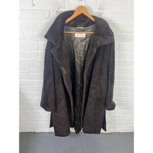 Max Mara Women's Alpaca Wool Vintage Teddy Bear Coat 1990s Brown Size 12
